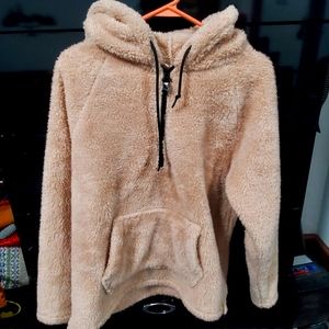 PINK Small Tan Sherpa Hoodie